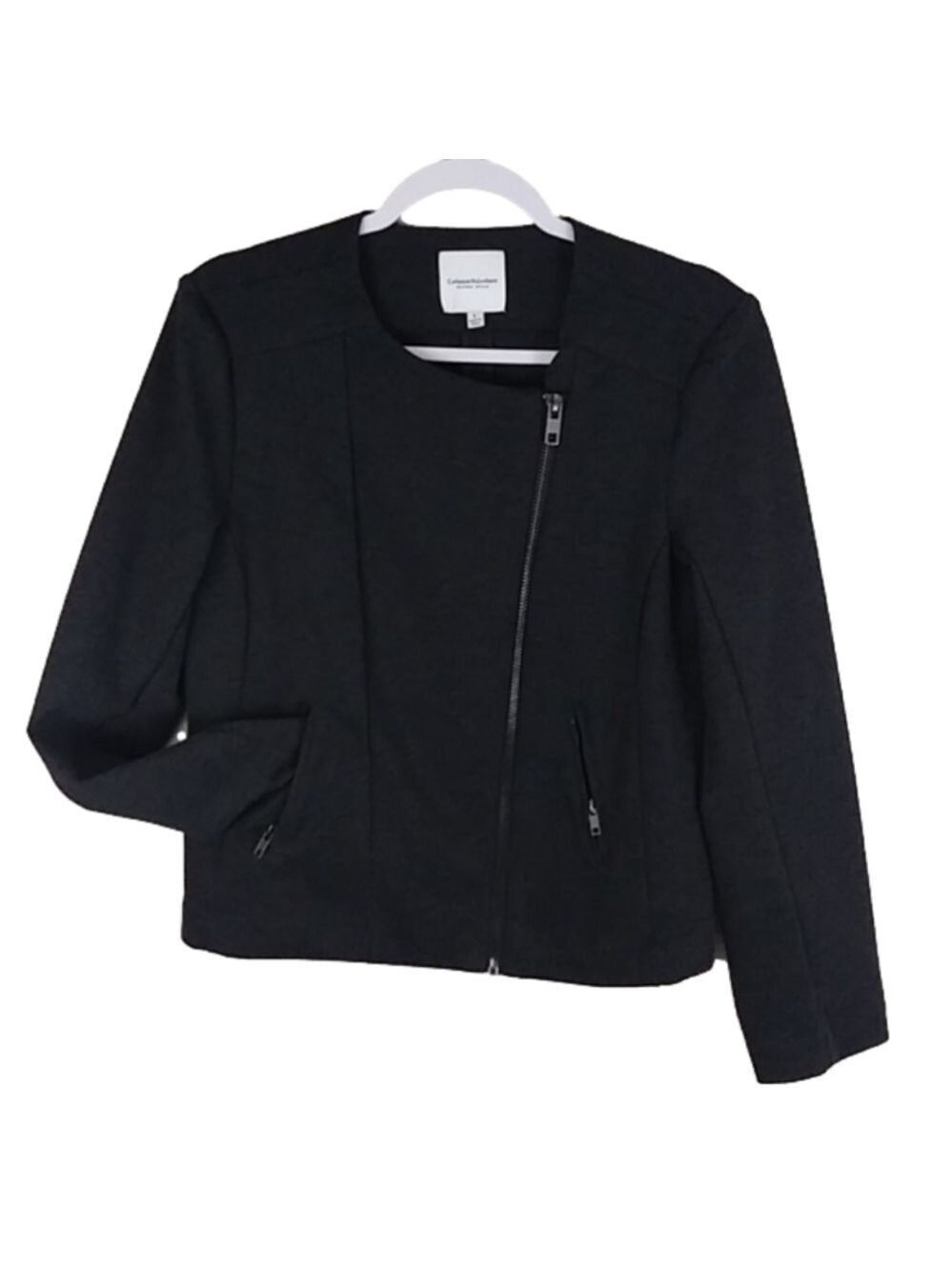 Catherine Malandrino Runway Style Black Long Sleeve Asymmetry Zip Up Jacket